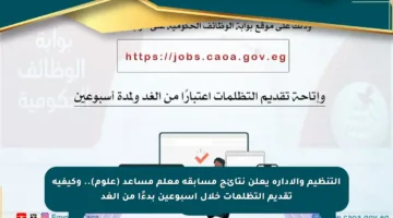 التنظيم والإدارة يعلن نتائج مسابقة معلم مساعد (علوم).. وكيفية تقديم التظلمات خلال أسبوعين بدءًا من الغد